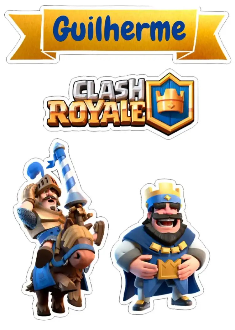 Invitación Topper de Pastel Clash Royale Imprimir – tema Topper de torta colorido, divertido, juegos, infantil, temático, moderno