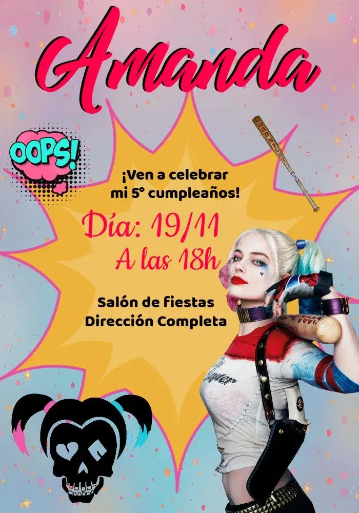 Invitación Arlequina Azul