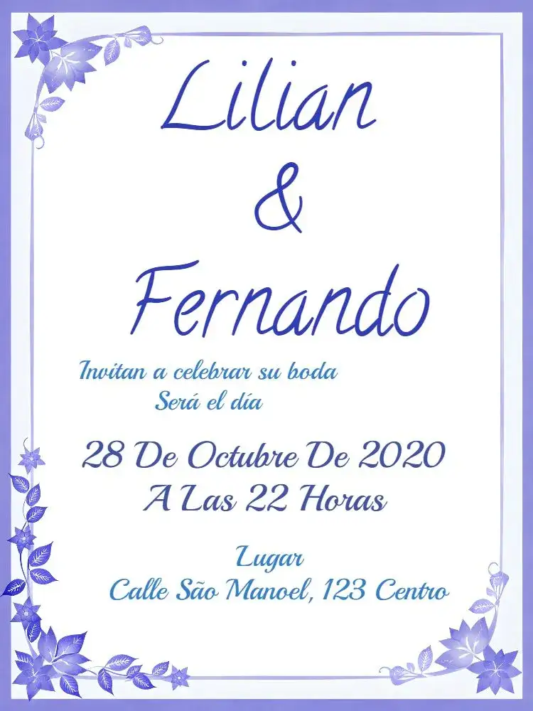Invitación Boda Floral Azul – tema Boda floral, elegante, moderno, rústico, romántico, natural