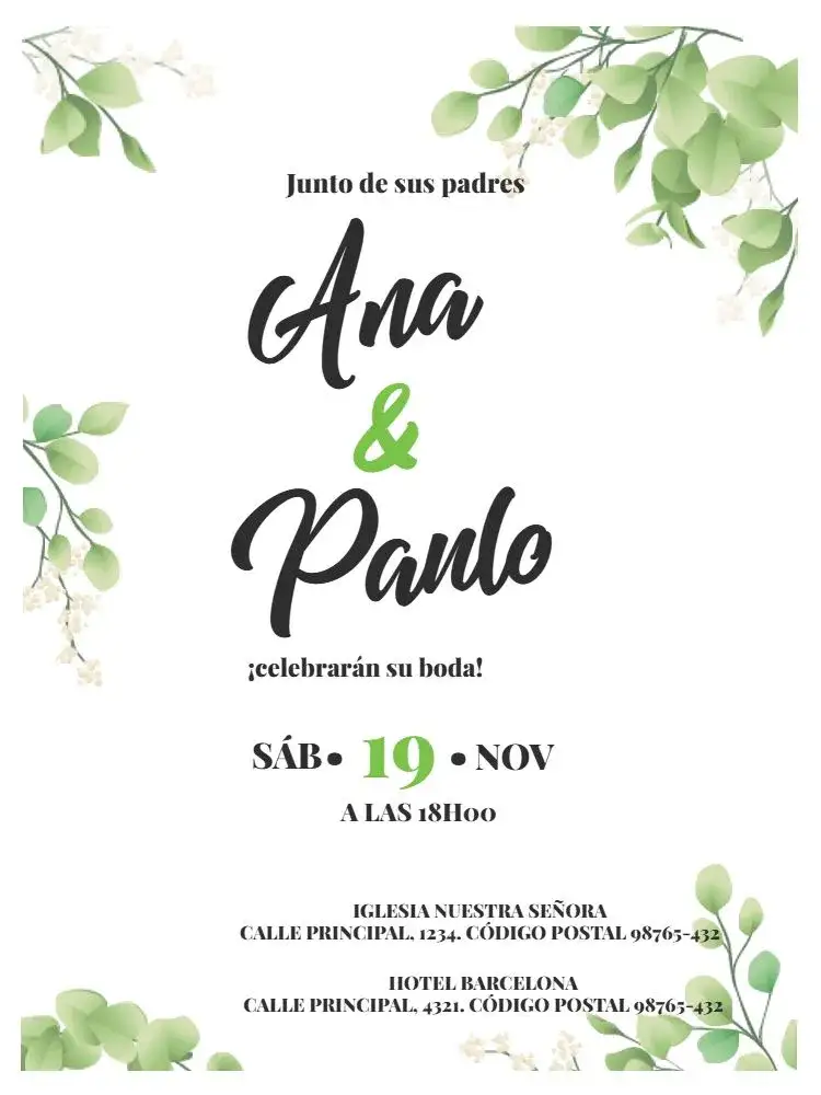 Invitación Boda Botánica / Recepción de Follaje Verde – tema Boda botánico, verde, delicado, natural, elegante, minimalista
