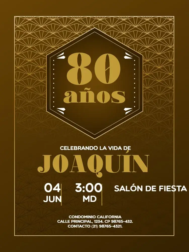 Invitación 80 Años Fiesta Dorada