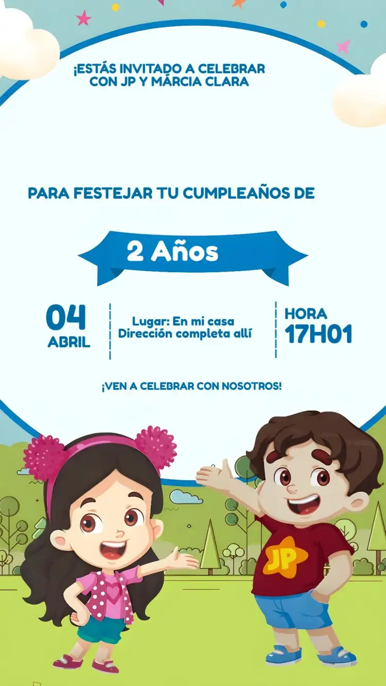 Invitación Maria Clara y Jp Youtube – tema Cumpleaños Infantil colorido, divertido, moderno, jovial, inspirado en juegos