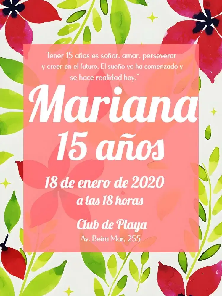 Invitación De 15 Años Floral Tropical Follaje
