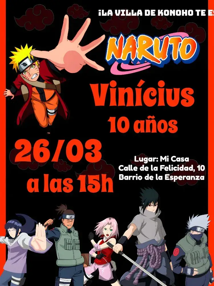 Invitación Naruto Negro