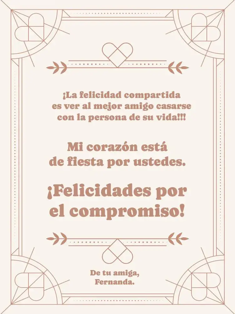 Invitación Tarjeta De Felicitación Por el Compromiso Elegante Marrón