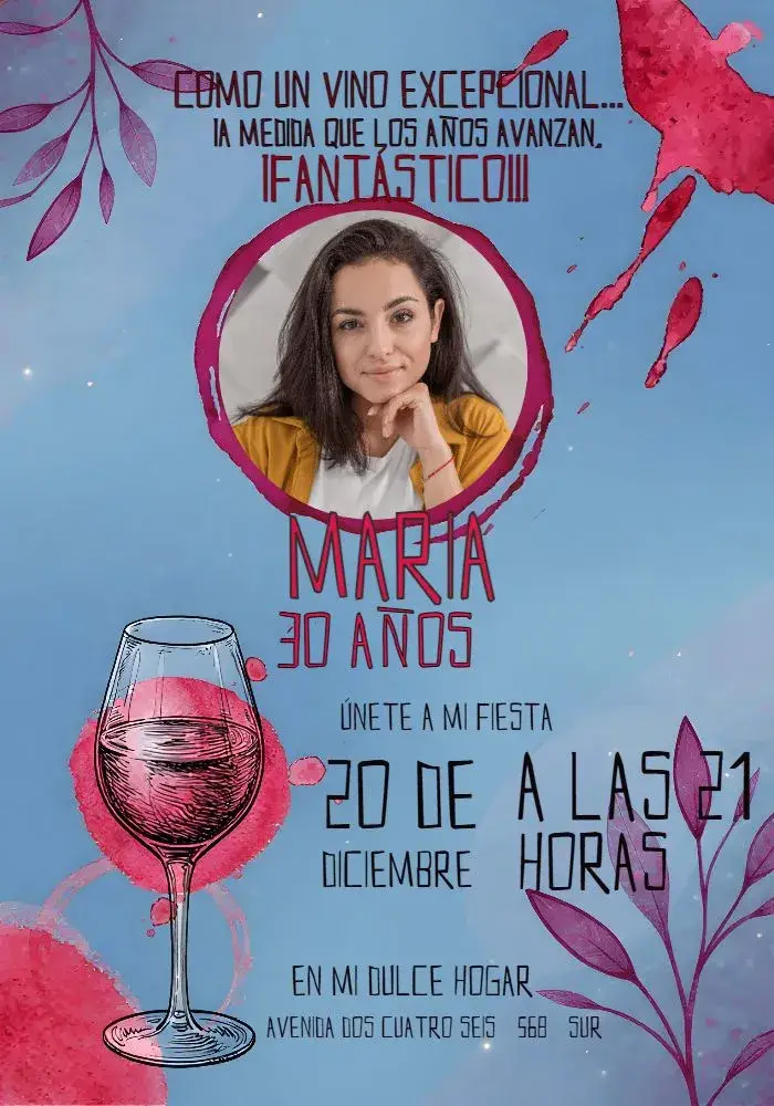 Invitación Vino Con Etiqueta de Foto editable y personalizable