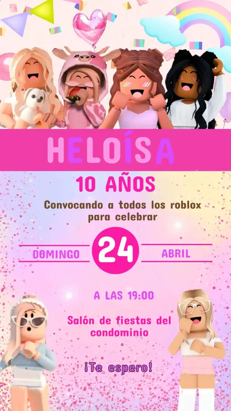 Invitación Invitación Cumpleaños Roblox – tema Cumpleaños Infantil colorido, temático, divertido, juegos, infantil