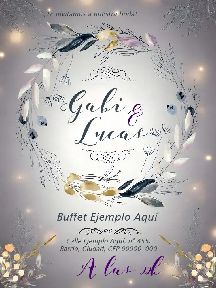 Invitación Boda Follaje Dorado