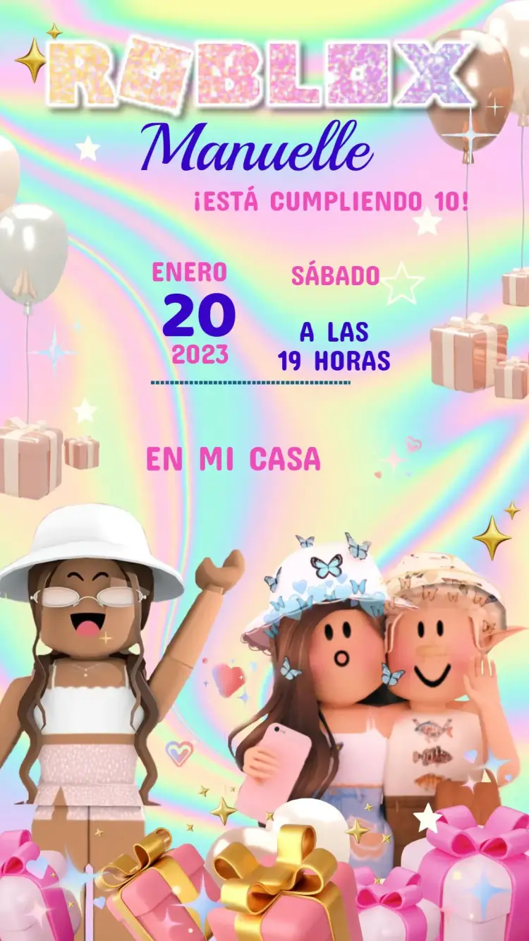 Invitación Invitación Cumpleaños Roblox editable y personalizable