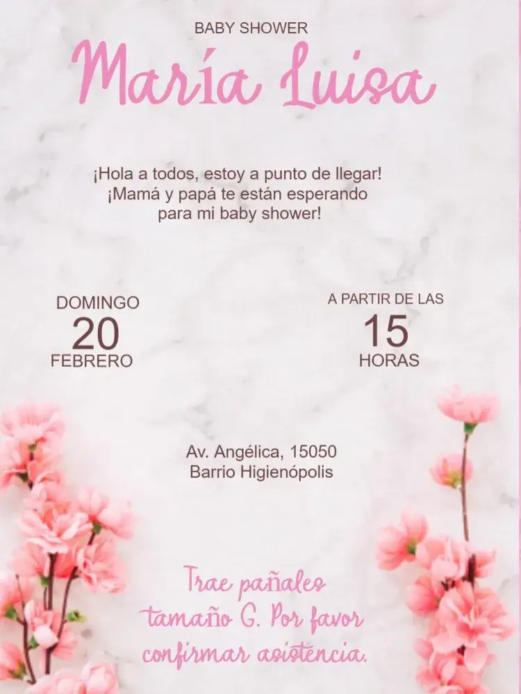 Invitación Baby Shower Flores Blancas Lazada