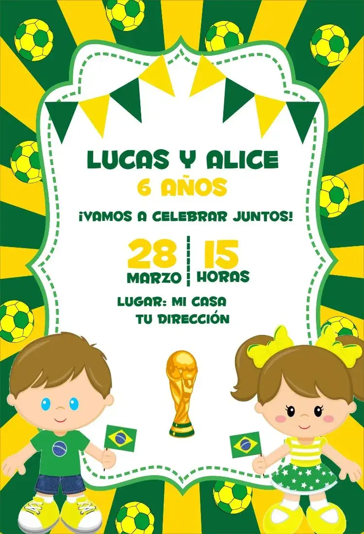 Invitación Fútbol niño y niña 1