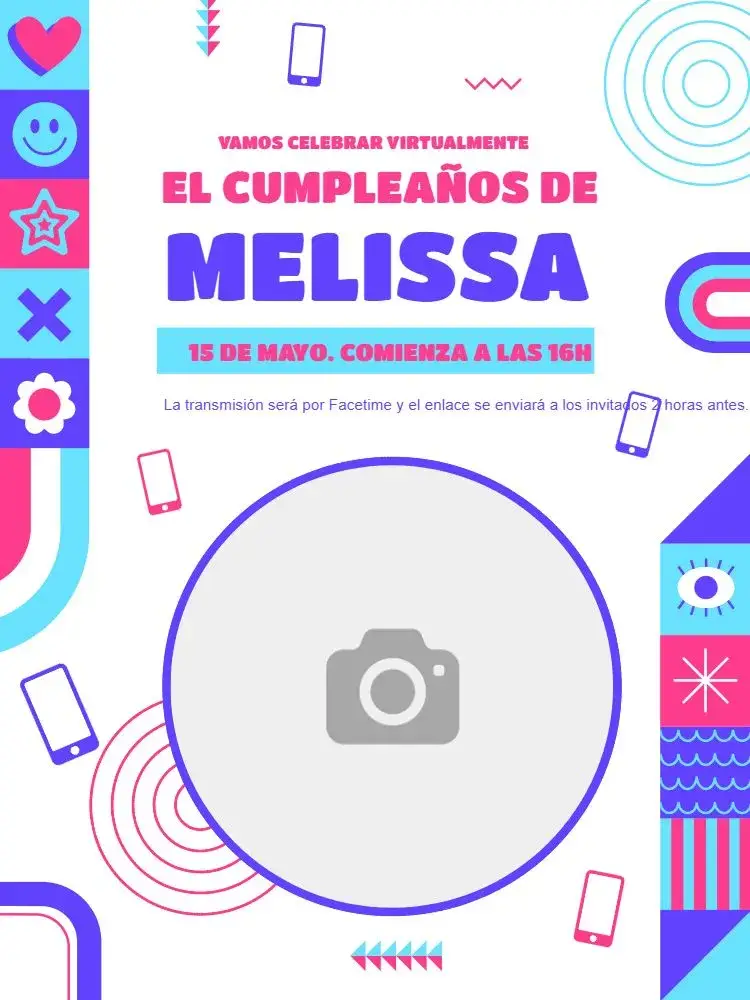 Invitación Fiesta Virtual Colorida