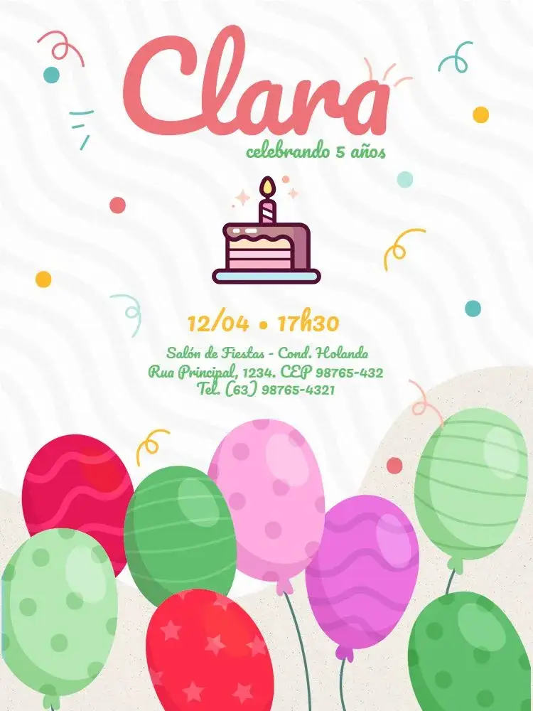 Invitación Infantil Festivo Confeti