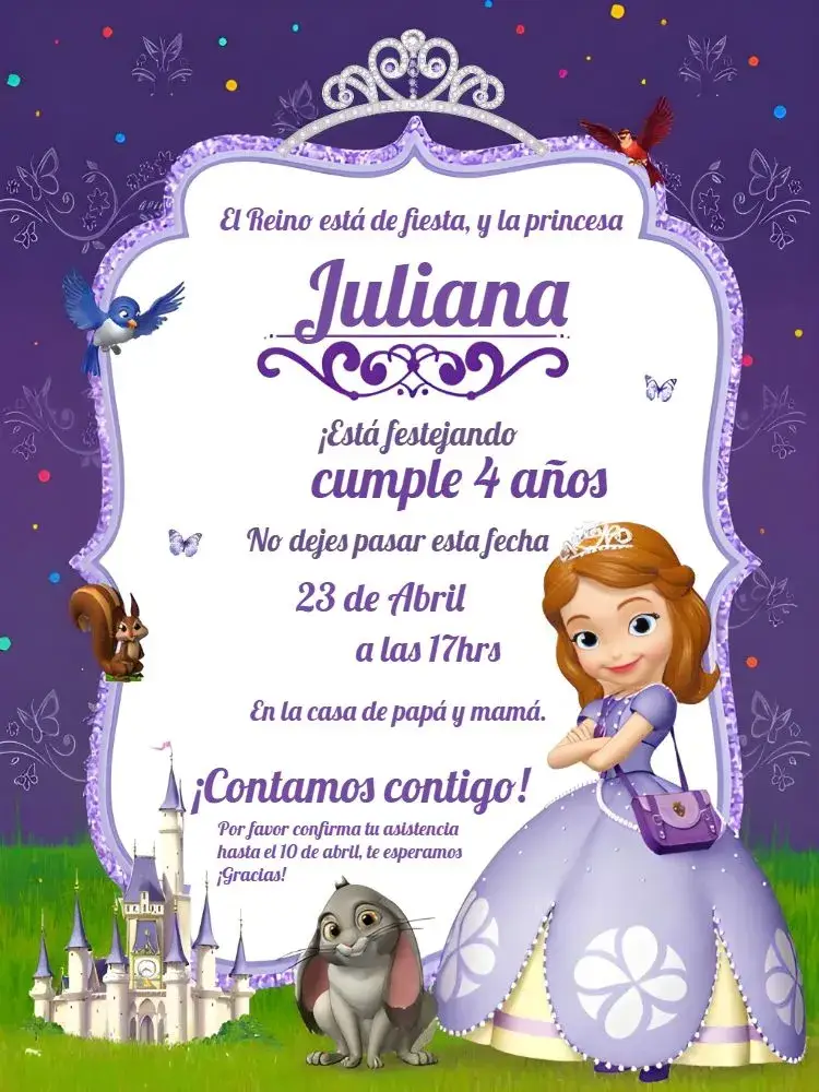 Invitación Princesa Sofía Niña