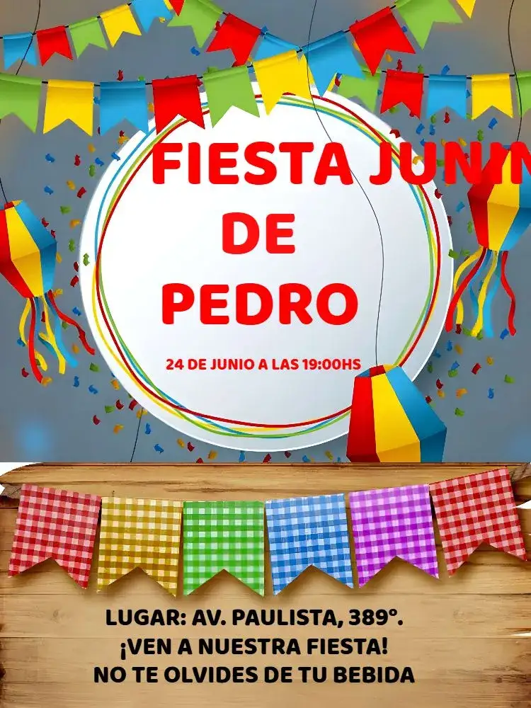 Invitación Arraiá Festa Junina João – tema Fechas Conmemorativas colorido, rústico, tradicional, vintage, festivo, alegre