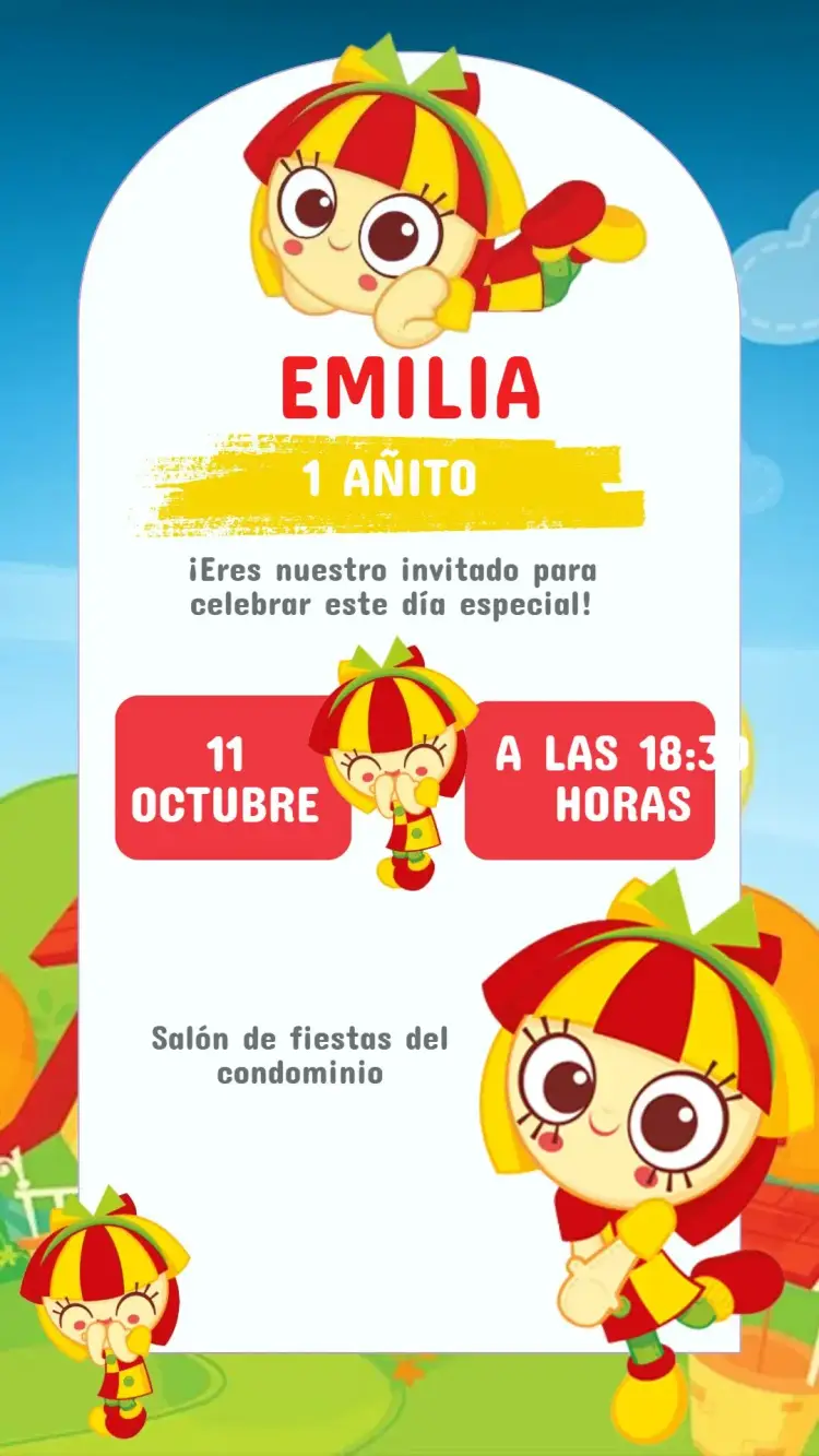 Invitación Cumpleaños Emília (Sitio del Pica Pau Amarelo)