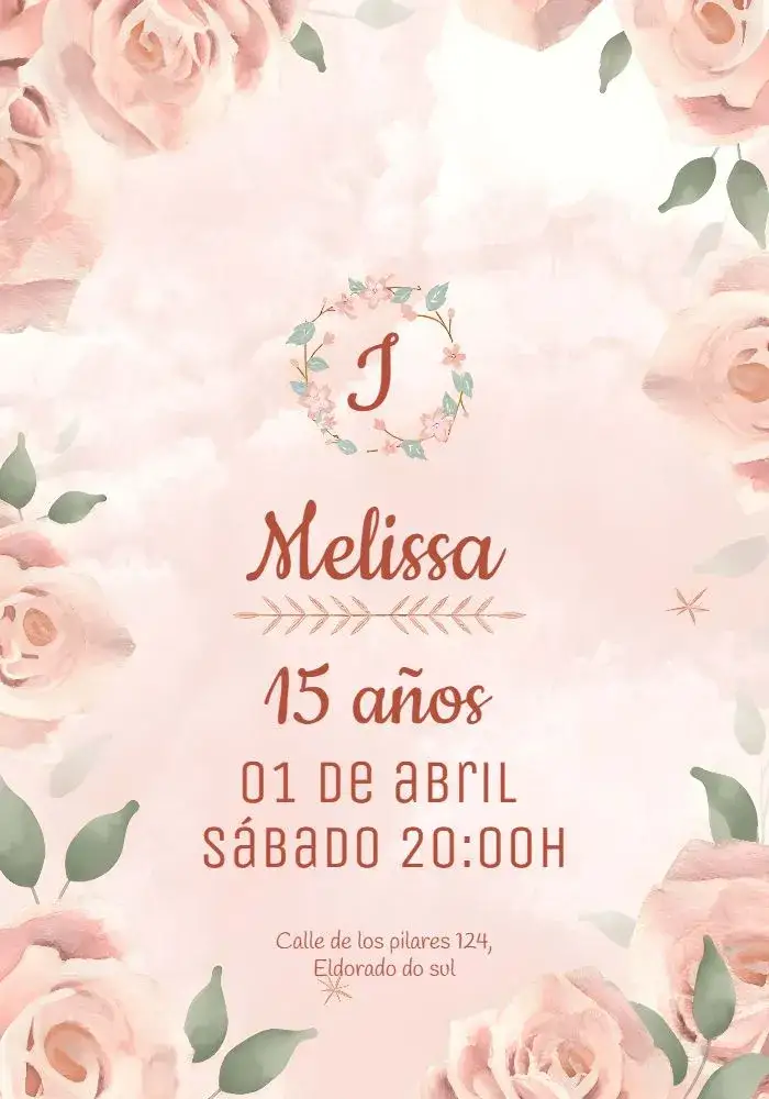 Invitación 15 Años Floral Flores – tema 15 años floral, romántico, vibrante, elegante, moderno