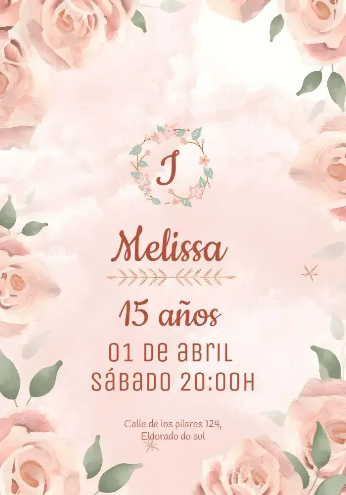 Invitación 15 Años Floral Flores