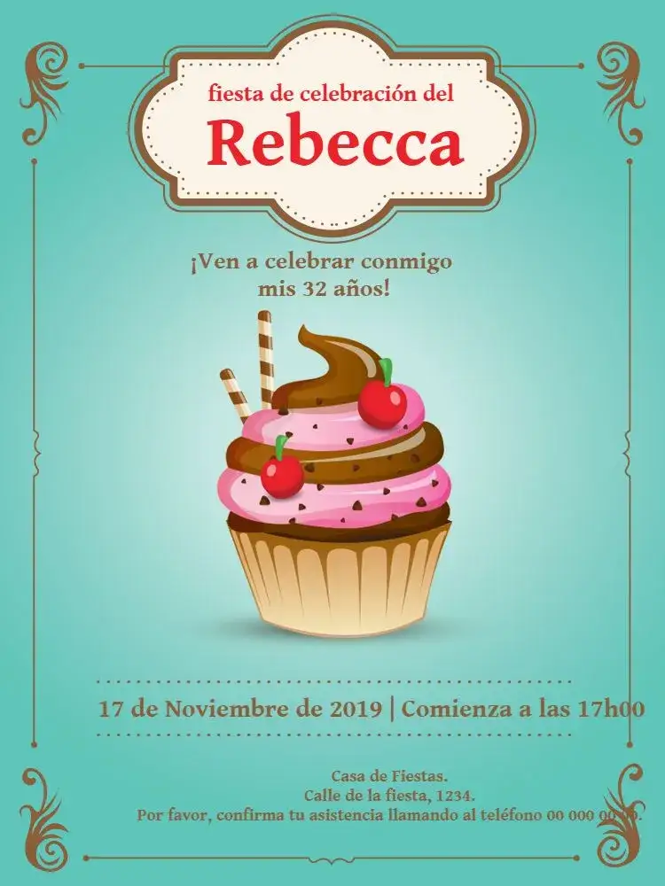 Invitación Cupcake Personalizado – tema Baby Shower infantil, verde, arabesco, divertido, colorido, moderno