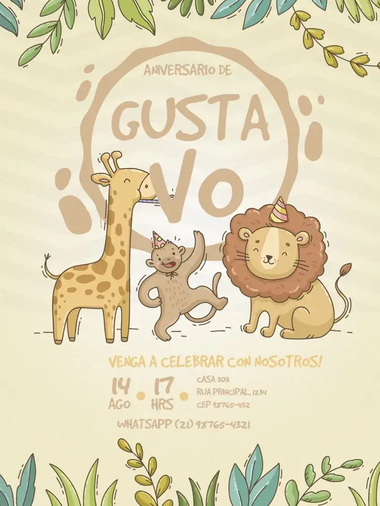 Invitación Infantil Safari Niño