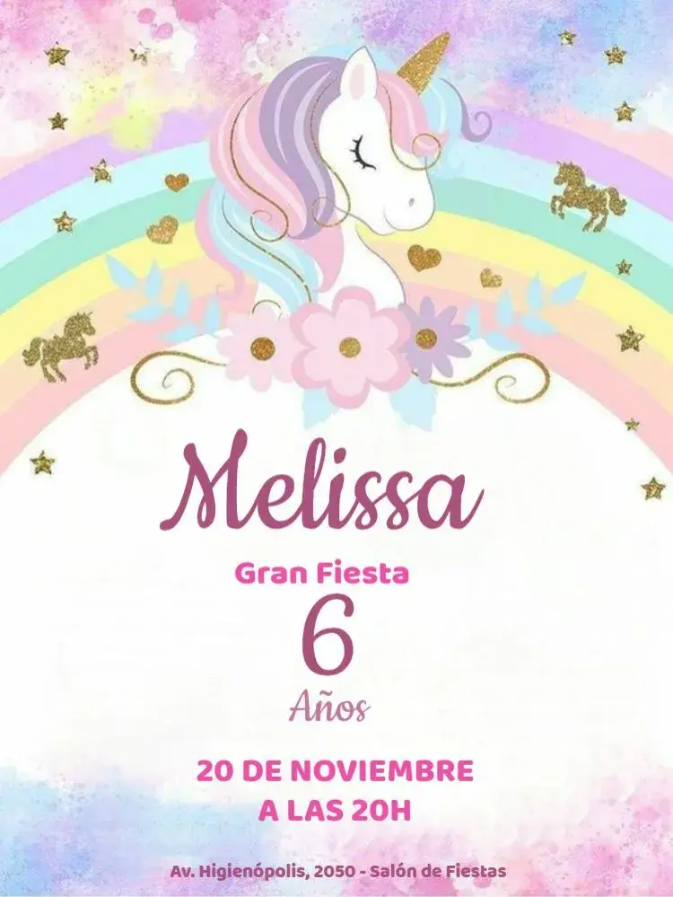 Invitación Unicornio Durmiendo Niña Para Editar Rosa