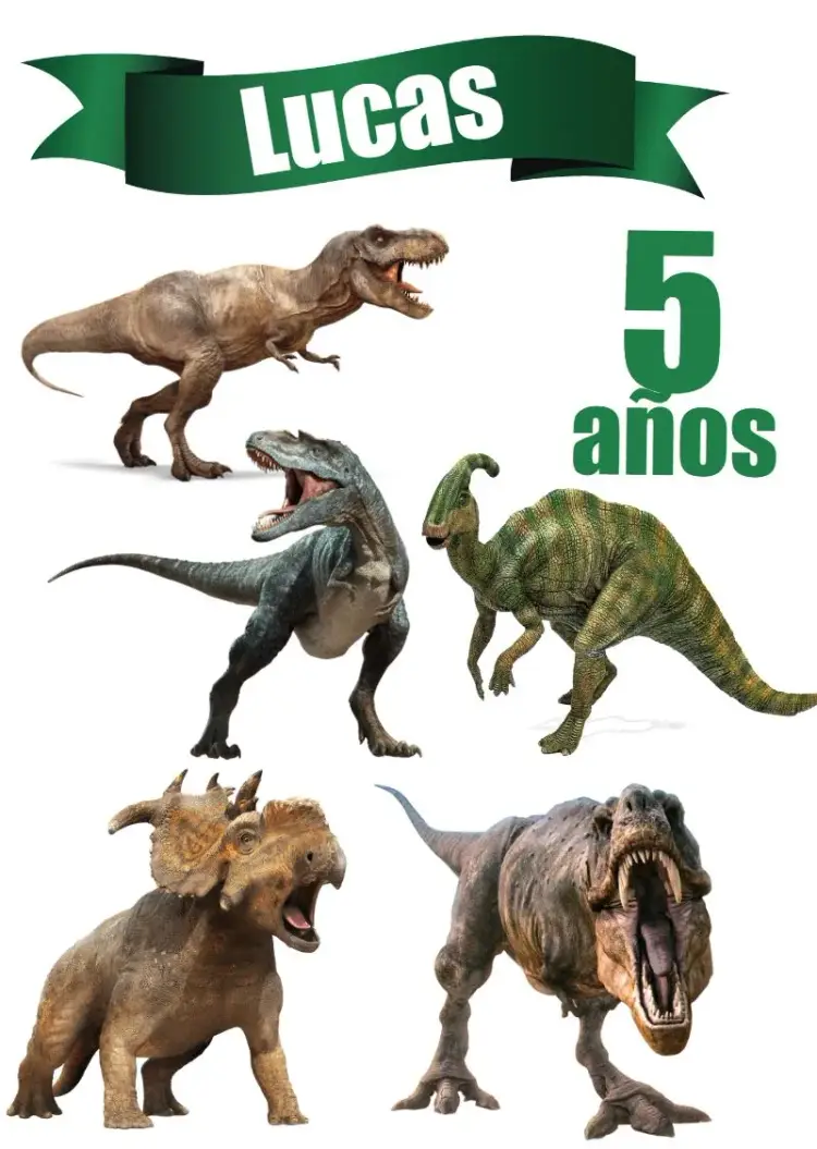 Invitación Topper de Pastel Infantil de Dinosaurio editable y personalizable