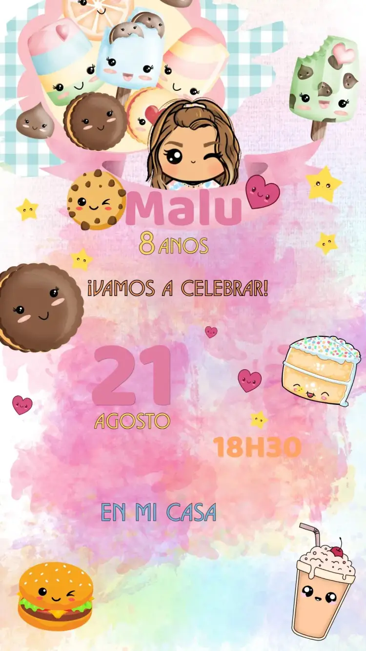 Invitación Cumpleaños Mundo Dulce