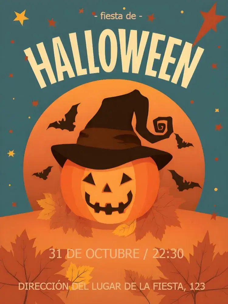 Invitación Halloween Fantasía – tema Fechas Conmemorativas colores oscuros, ilustraciones de Halloween, estilo divertido, elementos gráficos temáticos, diseño moderno, atmósfera mágica