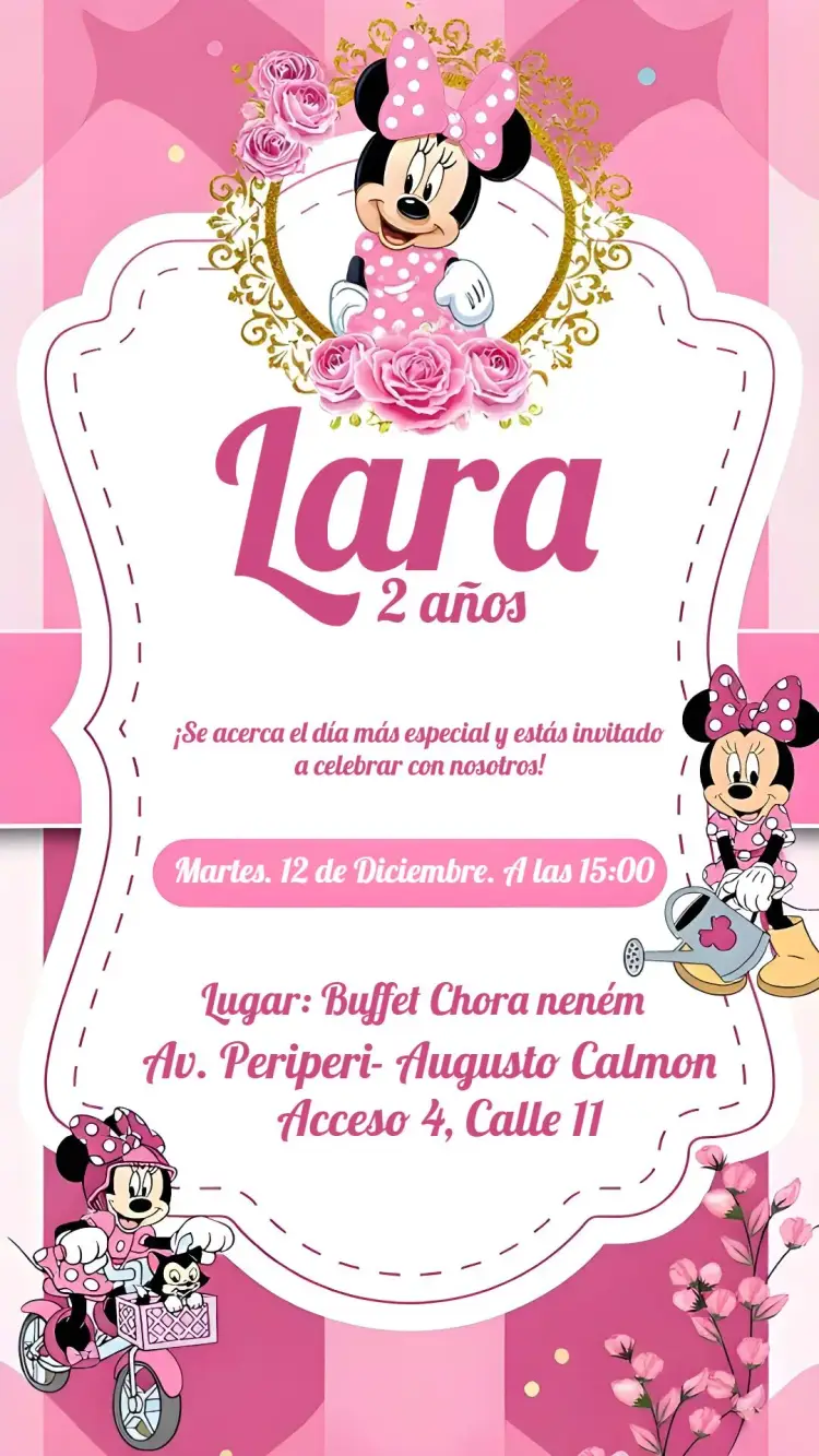Invitación Jardín De Minnie Blanco