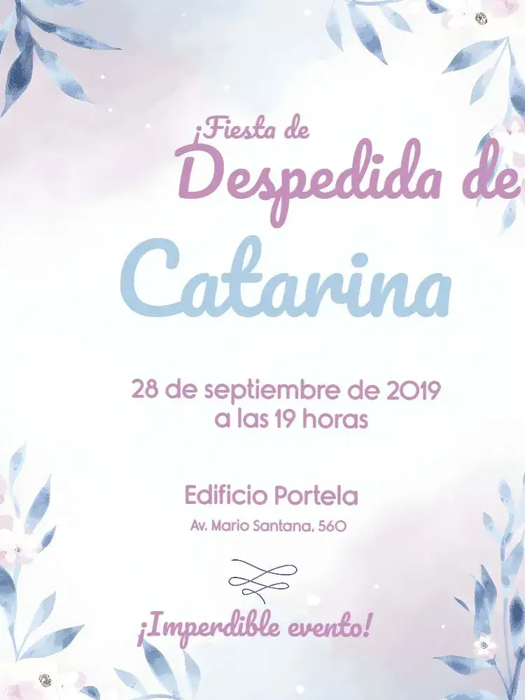 Invitación Despedida de Soltera Floral Flores – tema Despedida de Soltera floral, delicado, azul, moderno, romántico