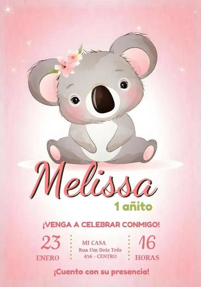 Invitación Koala Femenino