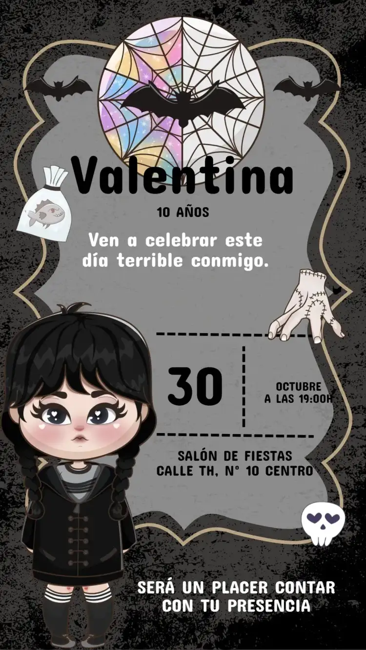 Invitación Cumpleaños Wandinha