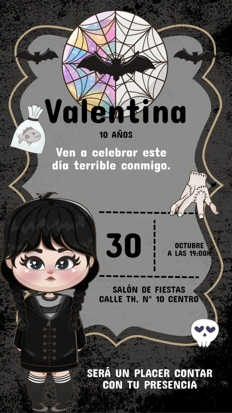Invitación Cumpleaños Wandinha