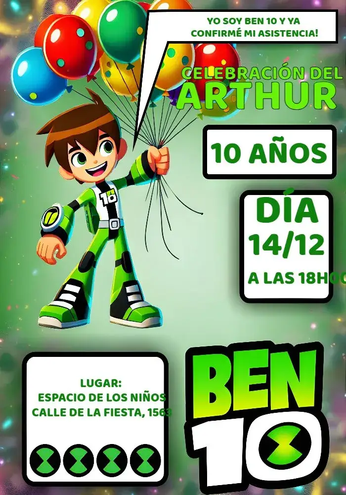 Invitación Ben 10 Verde