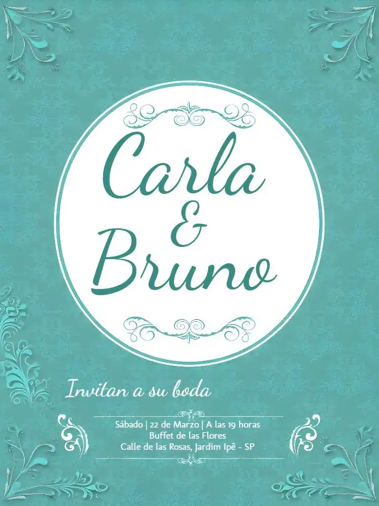 Invitación Boda Verde Tiffany Elegante