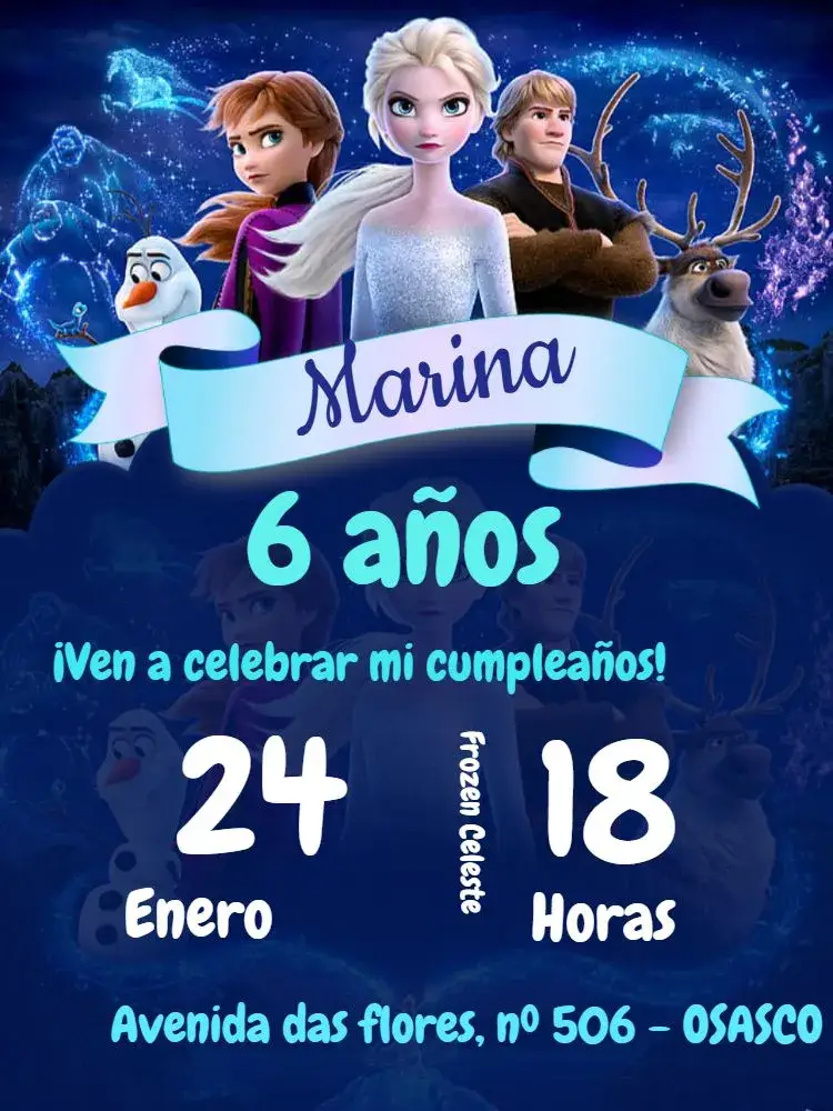 Invitación Frozen Azul