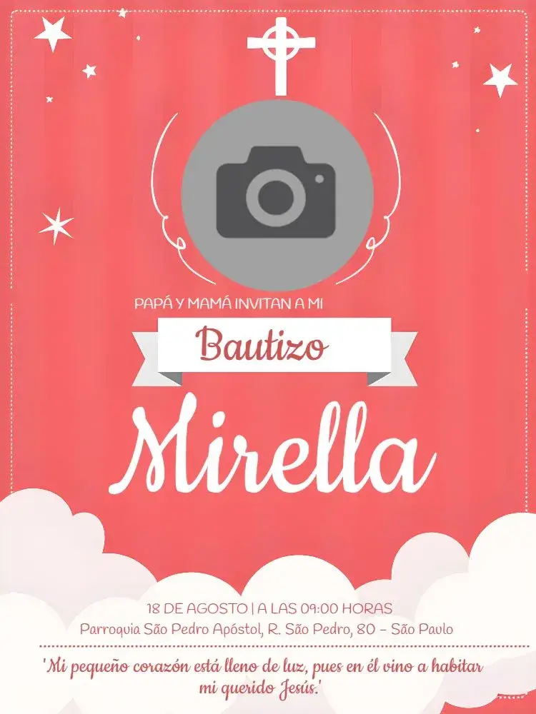Invitación Presentación Con Foto Blanco