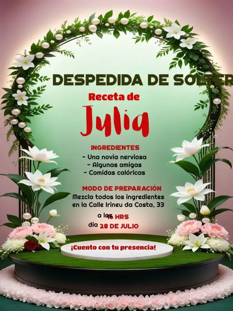 Invitación Despedida De Soltera Arco Flores Para Editar Novio – tema Té Rifa floral, colorido, moderno, alegre, romántico, vibrante