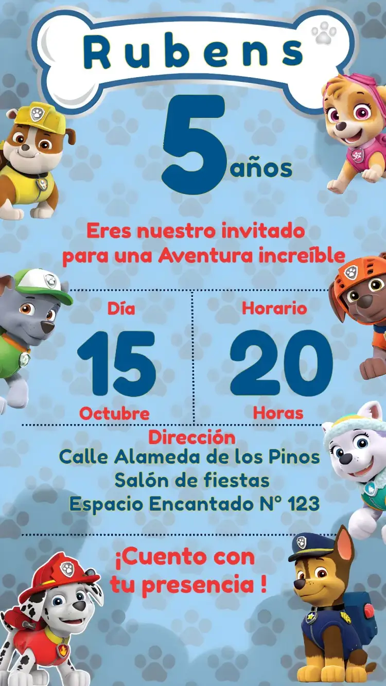 Invitación Patrulla Canina Skye – tema Cumpleaños Infantil colorido, divertido, infantil, temático, animado