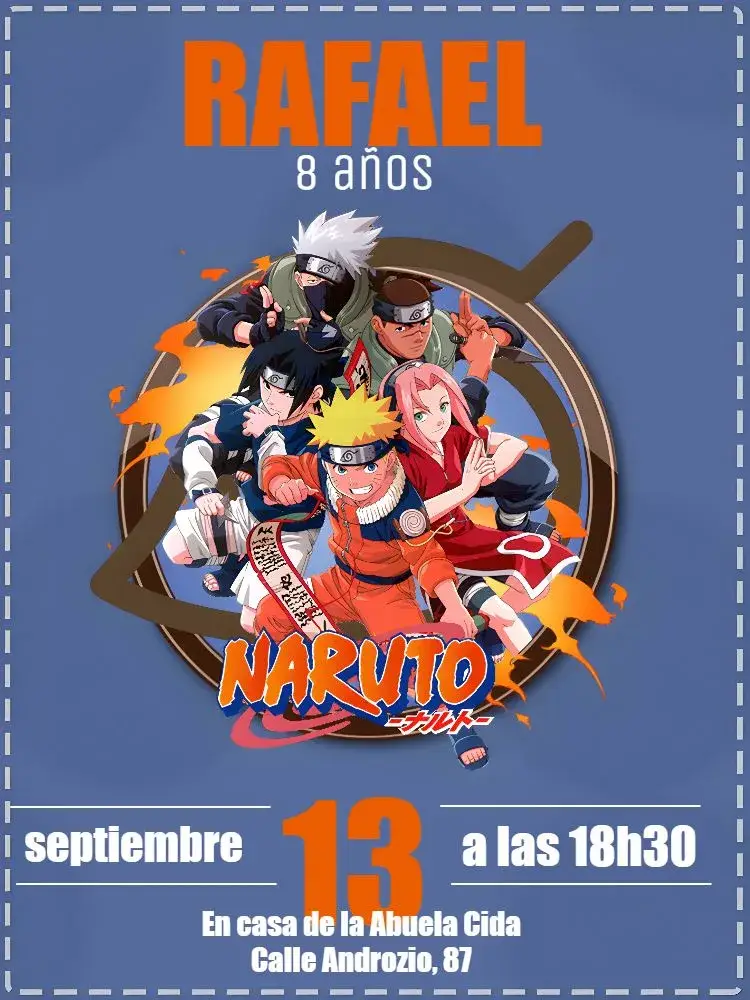 Invitación Akatsuki Naruto Azul