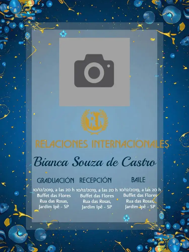 Graduación Relaciones Internacionales Con Foto Dorado