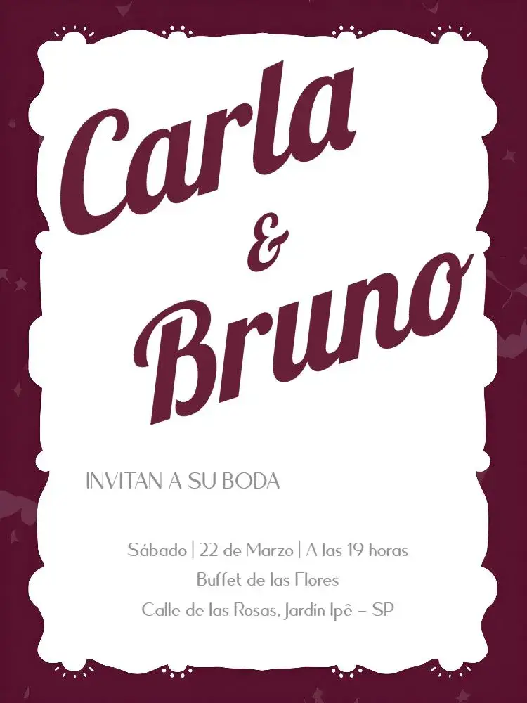 Invitación Boda Minimalista Roja