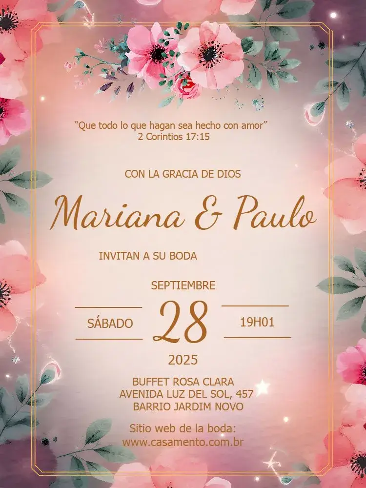 Invitación Boda Floral Rosa