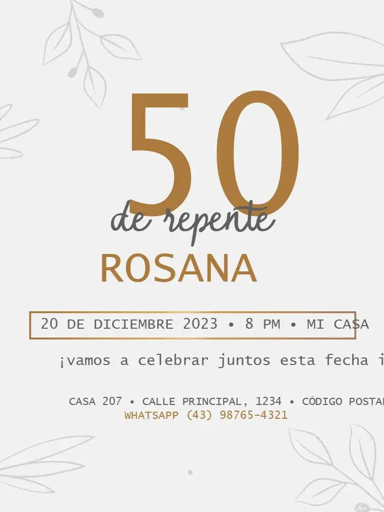 Invitación Repente 50 Floral Femenino