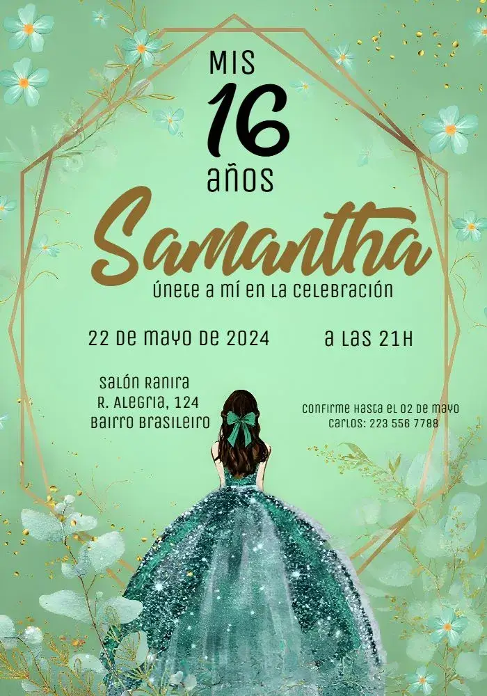 Invitación De 15 Anos Princesa Quinceanera editable y personalizable