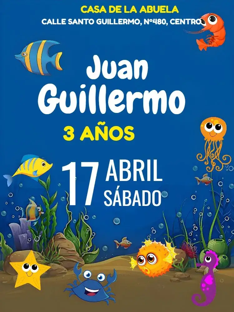 Invitación Fondo Del Mar Niño