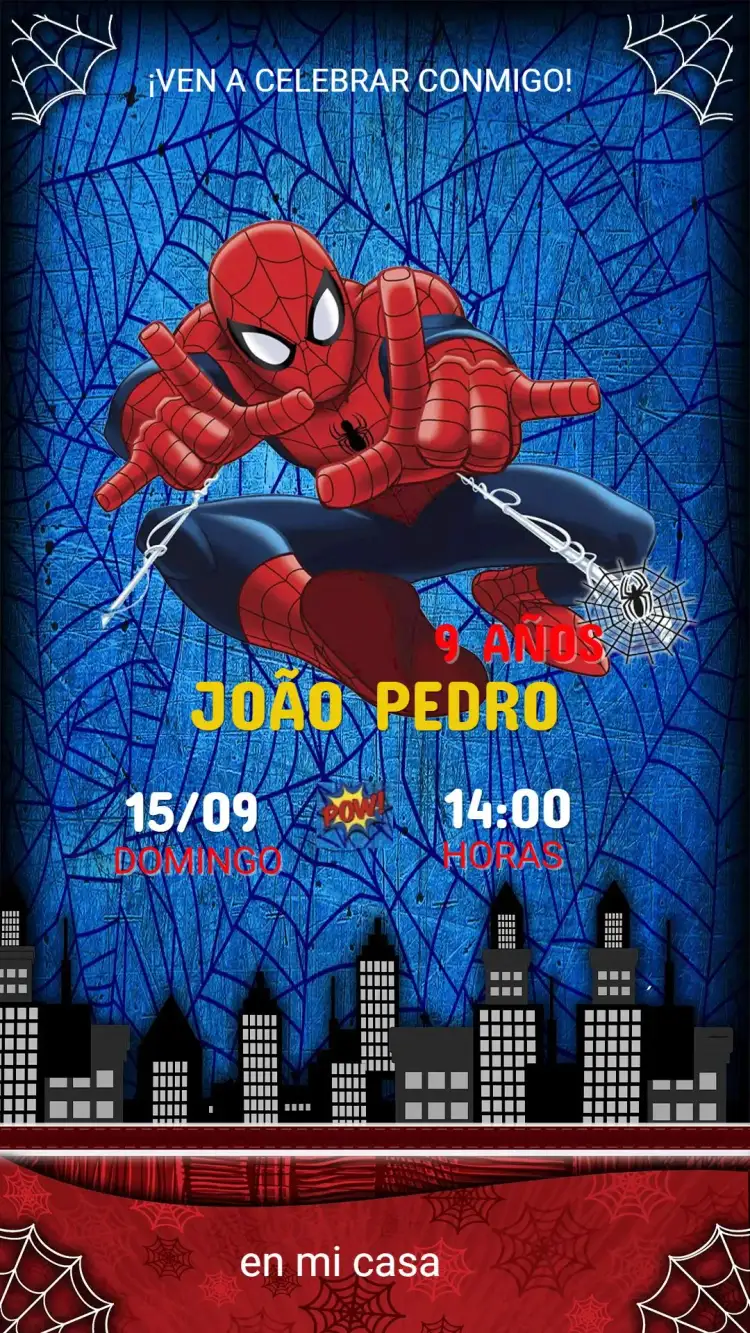 Invitación Cumpleaños - Hombre Araña