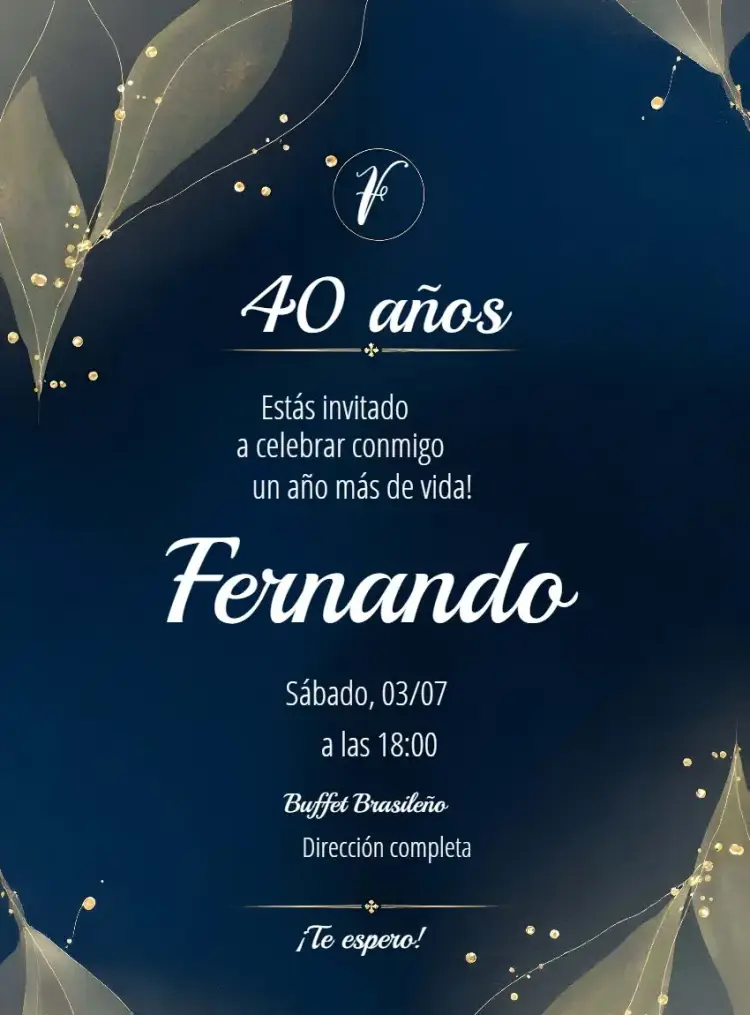 Invitación Masculino Moderno Azul Blanco