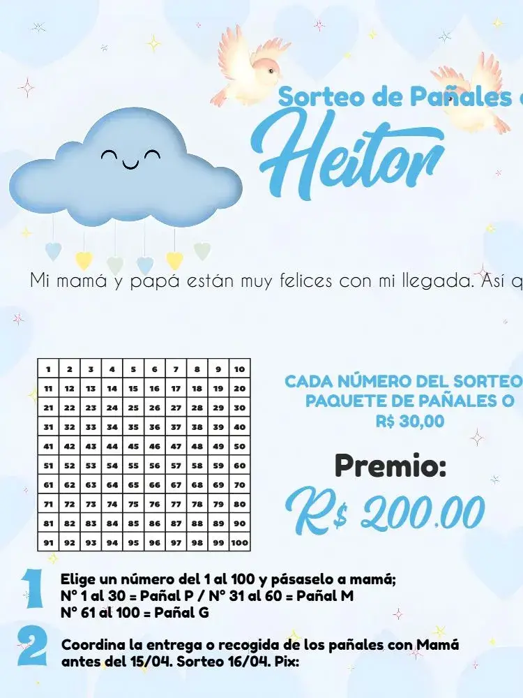 Invitación Té Rifa Lluvia De Amor /
