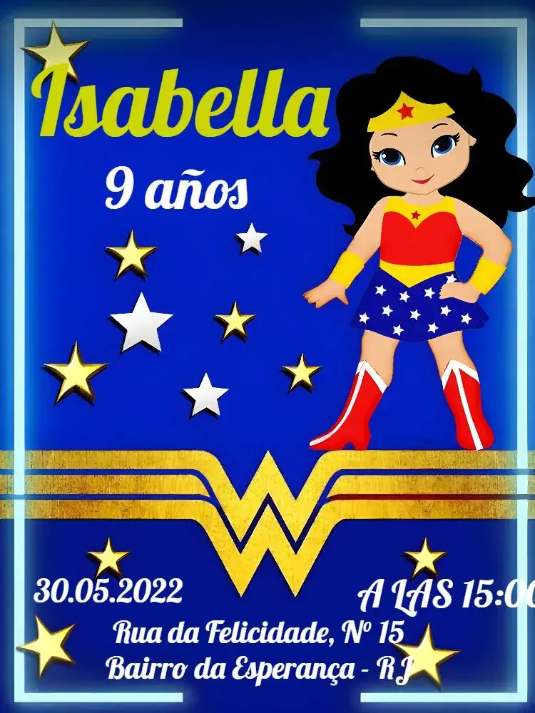 Invitación Mujer Maravilla Azul